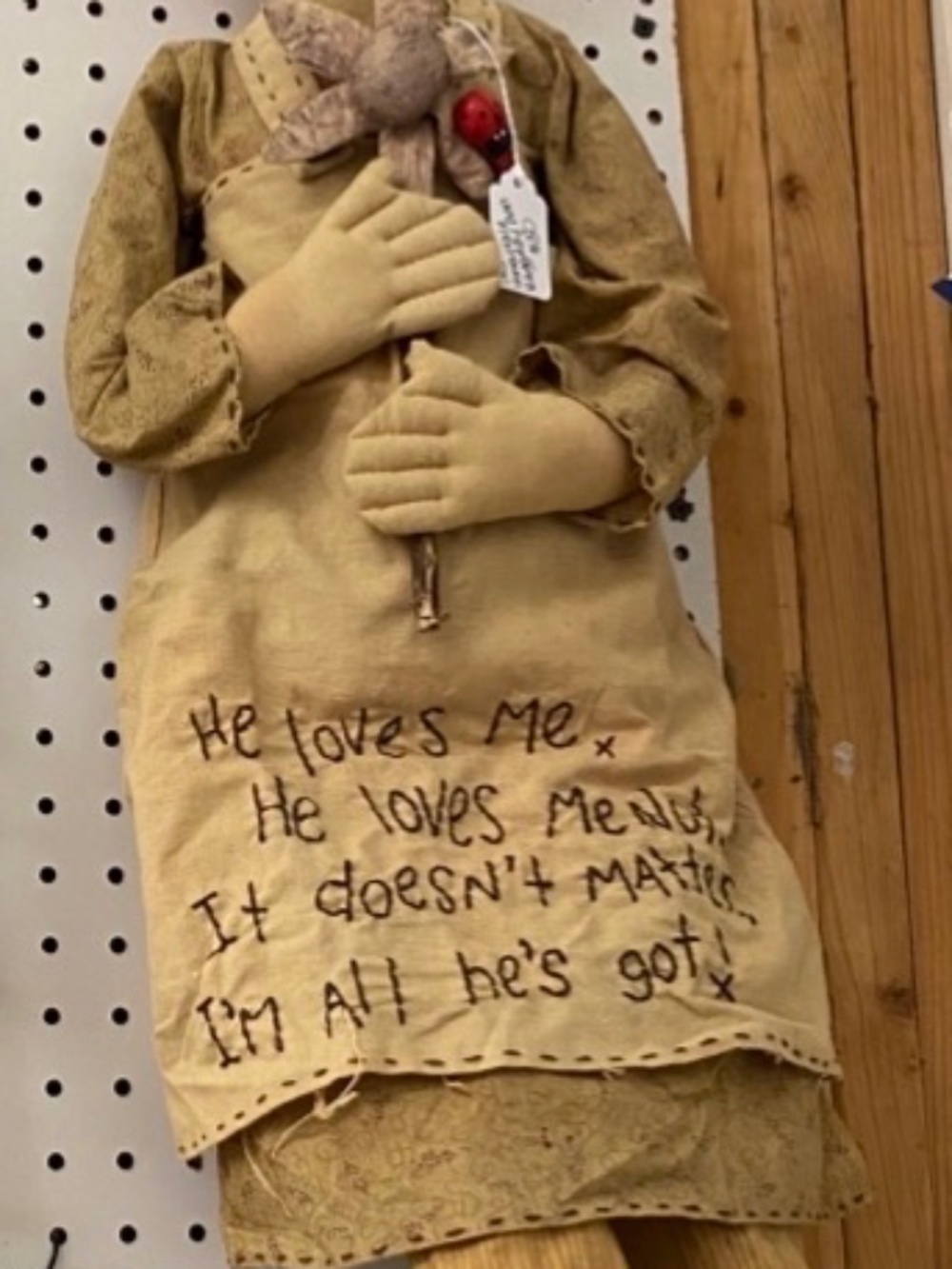 Primitive decor vintage honey & me cloth Raggedy Ann He loves me not doll - Picture 2 of 2